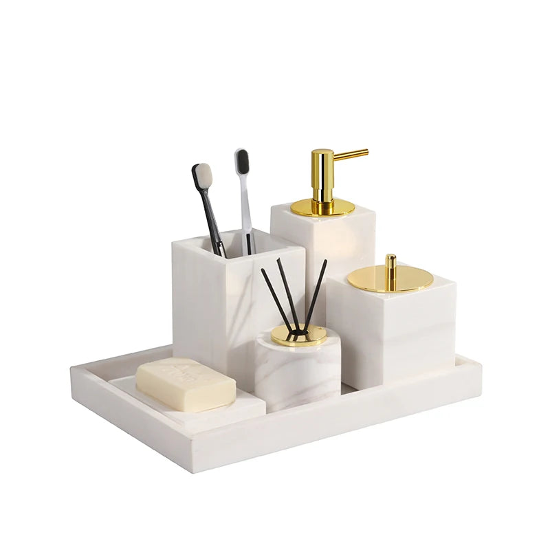 White Volakas Bath Set