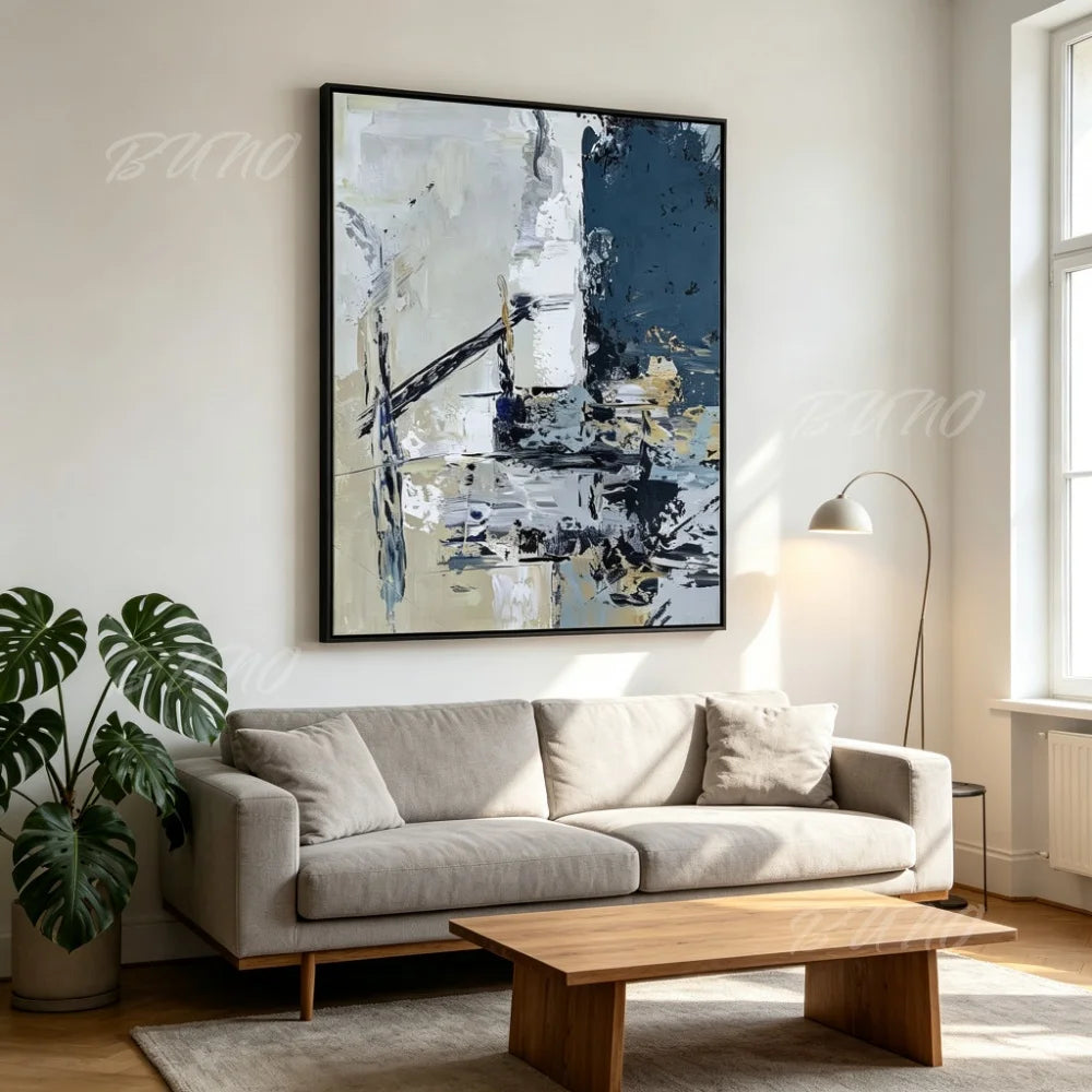 Blue Impasto Textured Painting