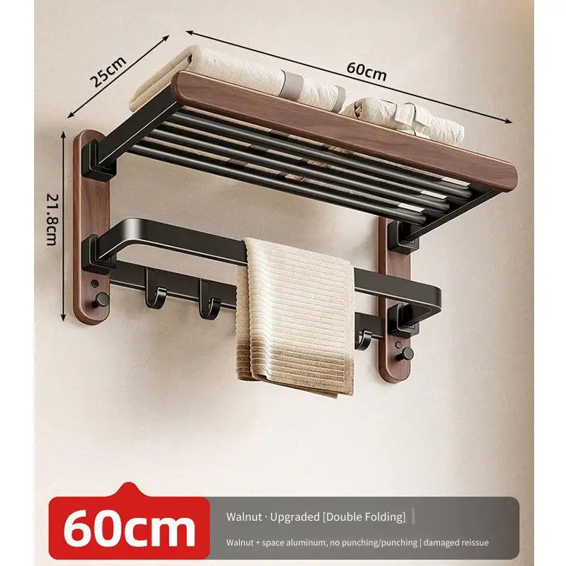 Walnut Folding Towel Rack