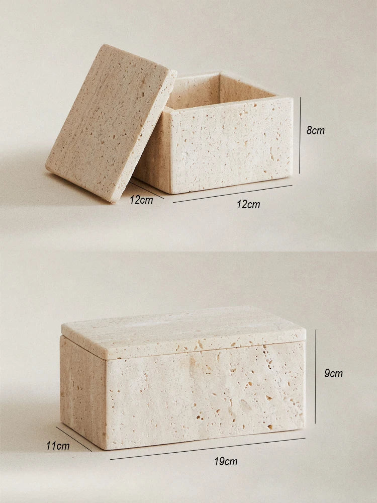 Travertine Storage Container for Jewelry