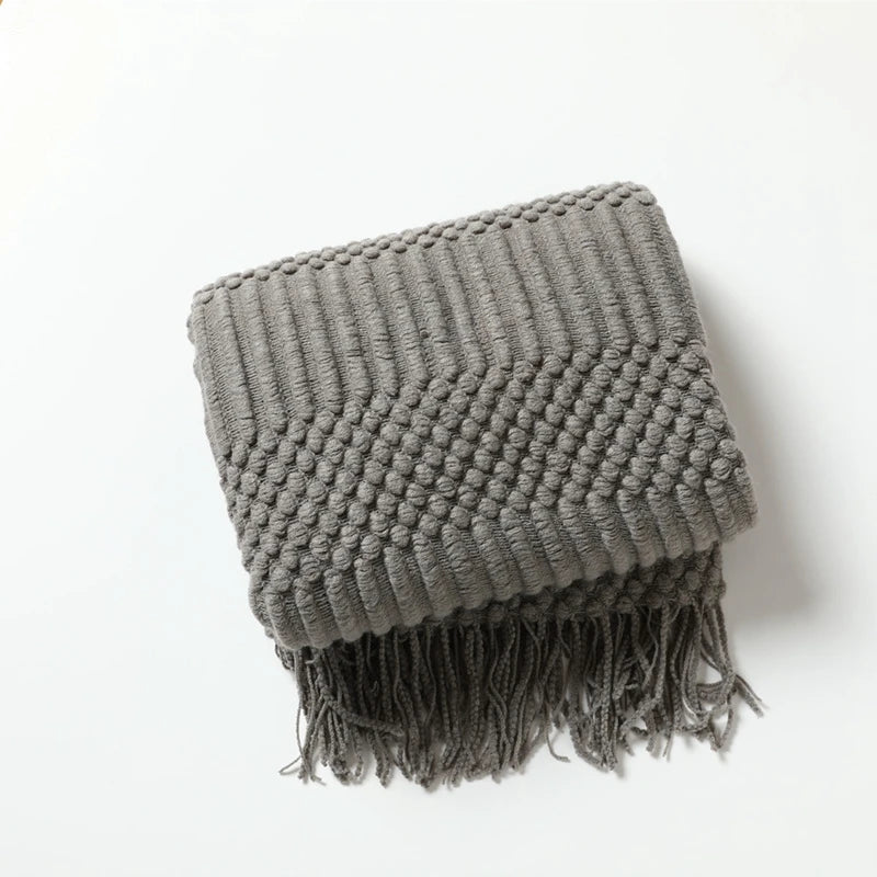 Cream Knitted Throw Blanket