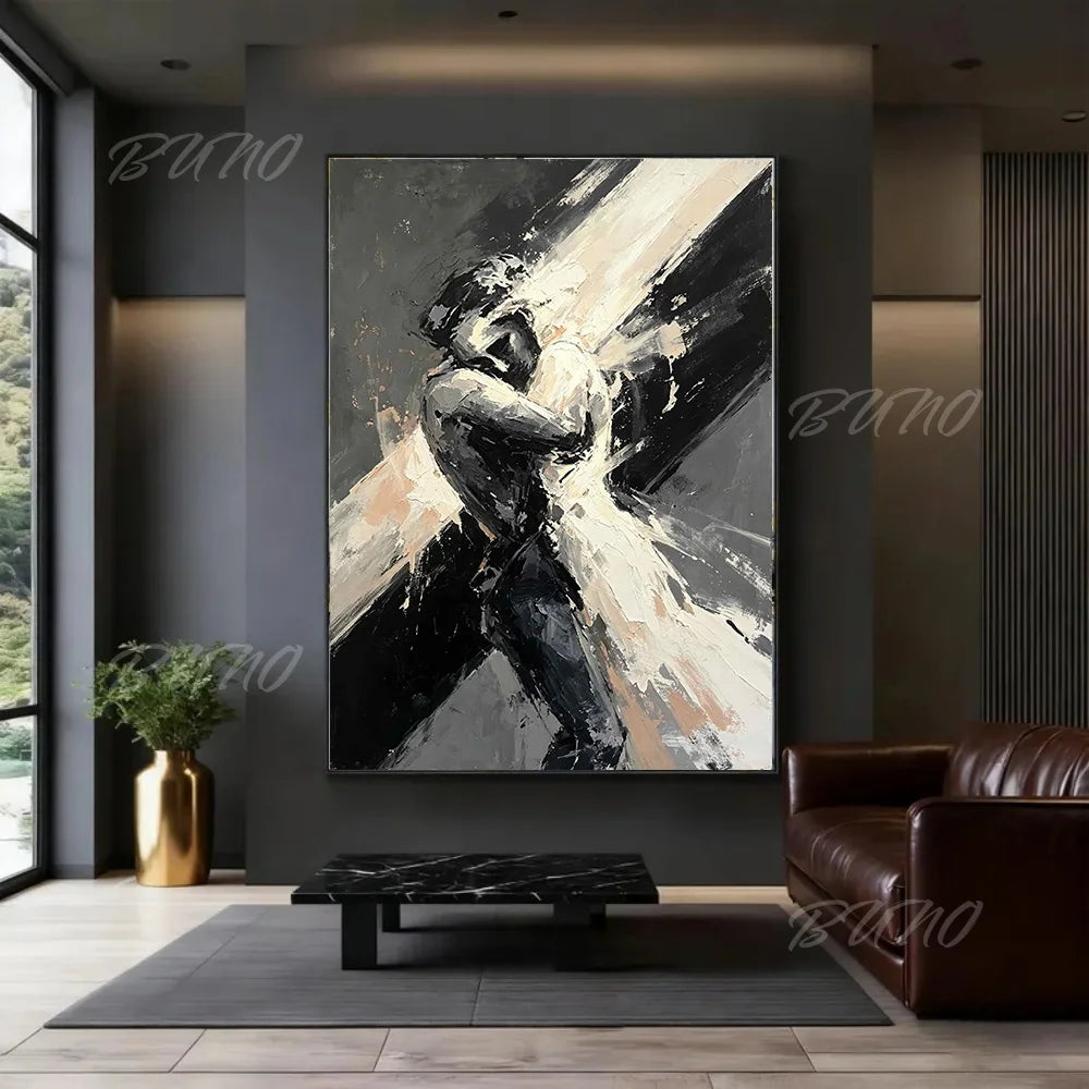Black White Lovers Painting