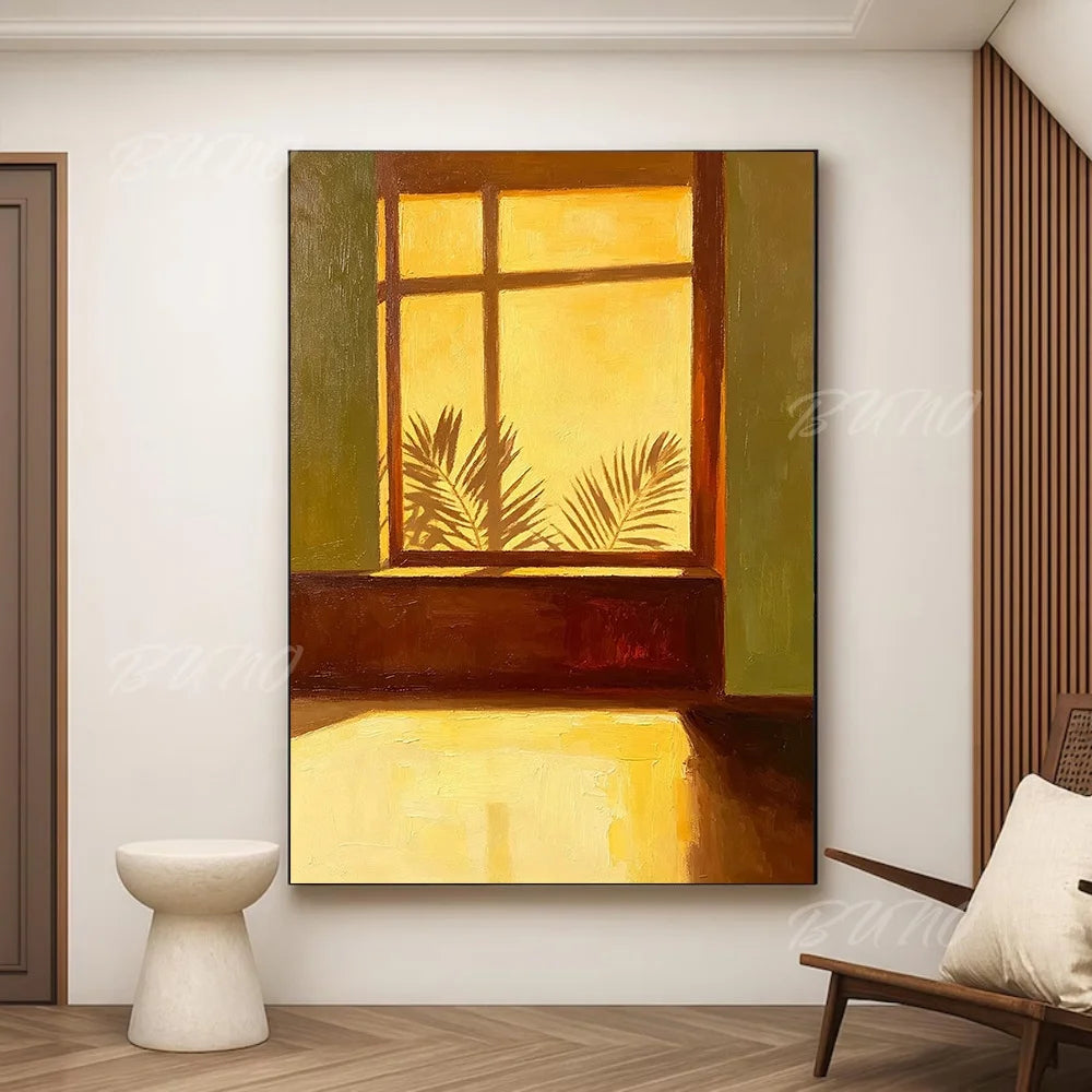Sunlit Palm Leaf Painting