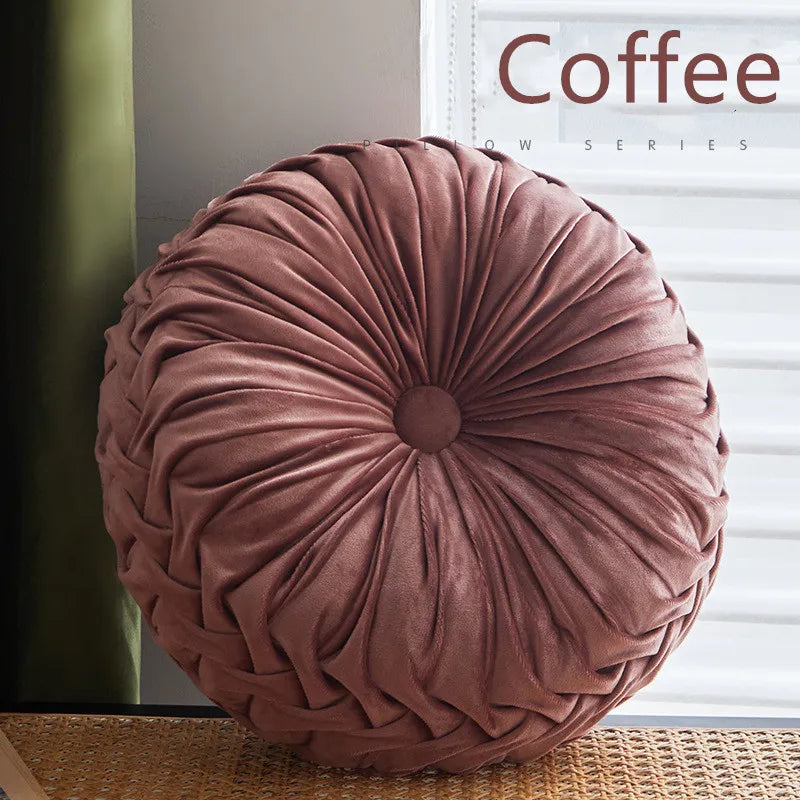 Pleated Velvet Round Cushion