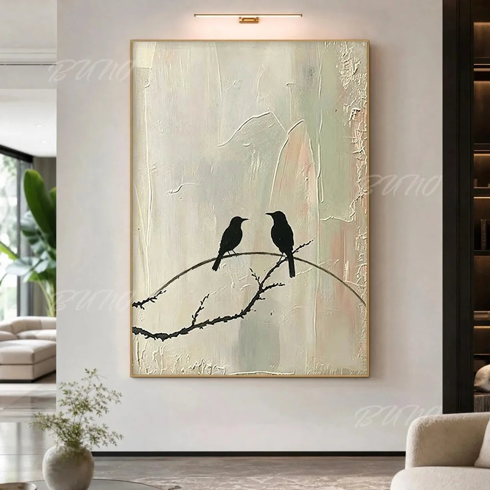 Wabi Sabi Birds Tree Art