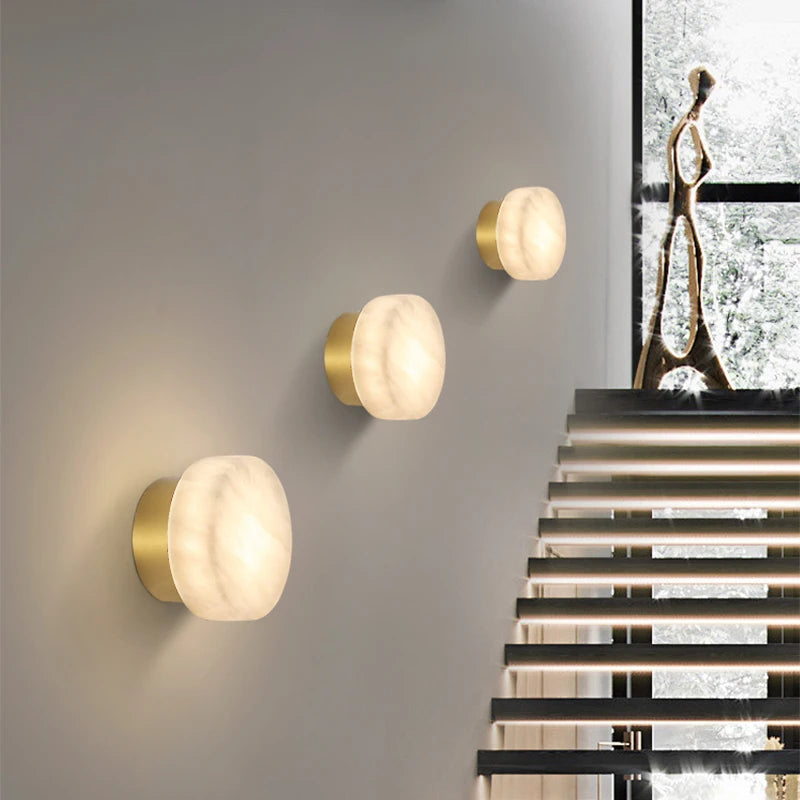 Spanish Natural Marble Round Wall Lamp
