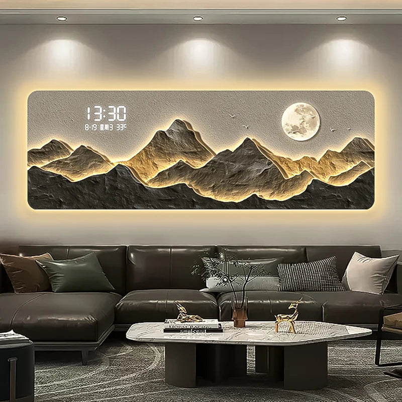 Mountain Clock Mural Light