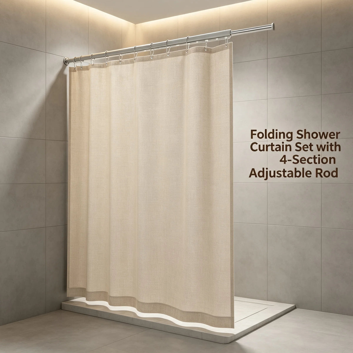 Folding Shower Curtain Set