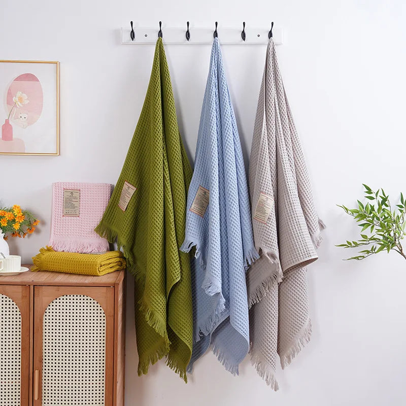 Green Waffle Bath Towel