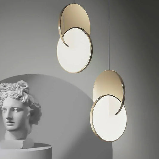 Minimalist Gold Silver Geometric LED Pendant