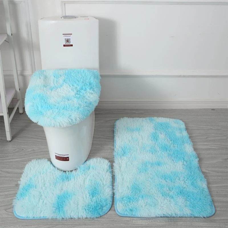 Tie-Dye Shaggy Bath Mat Set