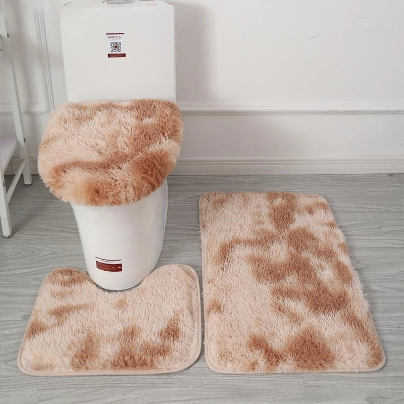 Tie-Dye Shaggy Bath Mat Set