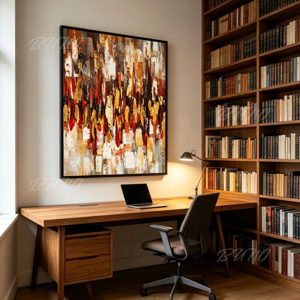 Warm Gold Impasto Painting