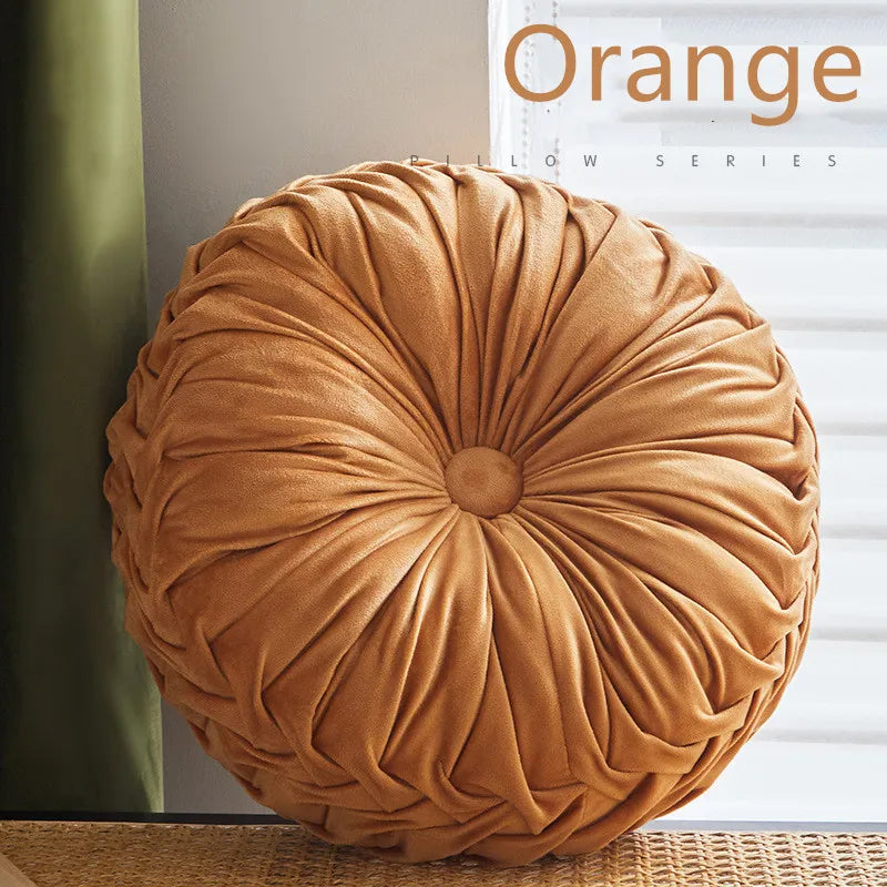 Pleated Velvet Round Cushion