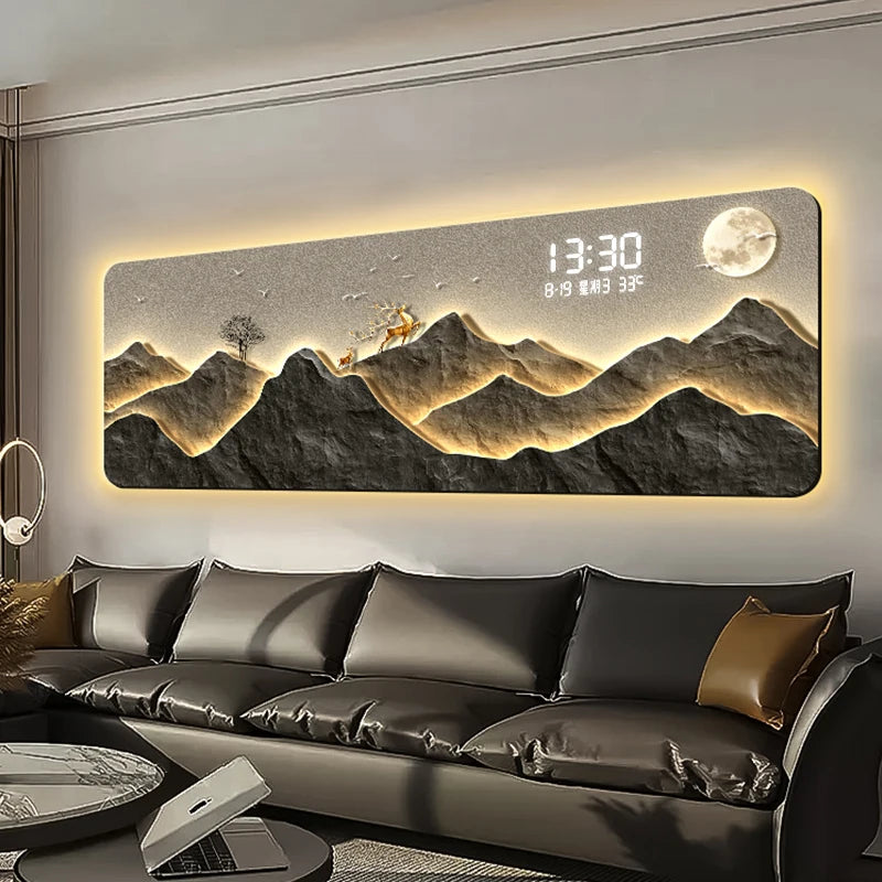 Mountain Clock Mural Light