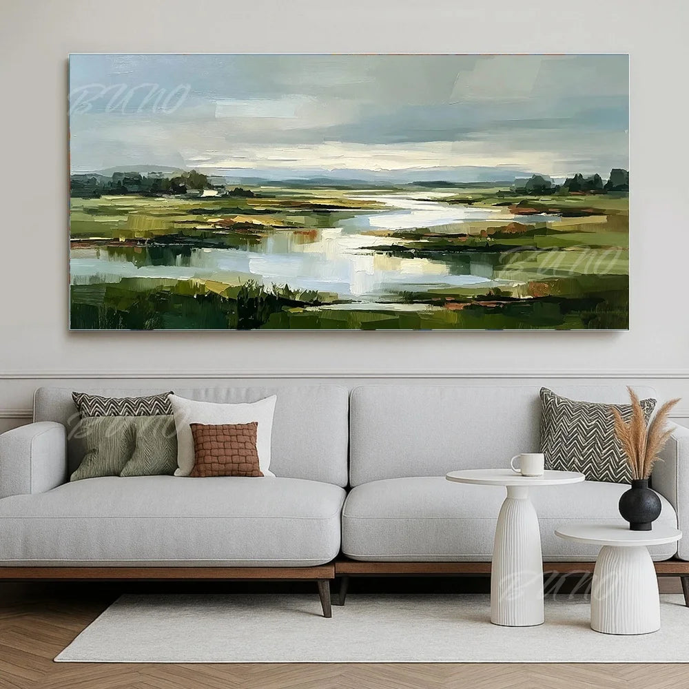 Green Wetland River Art