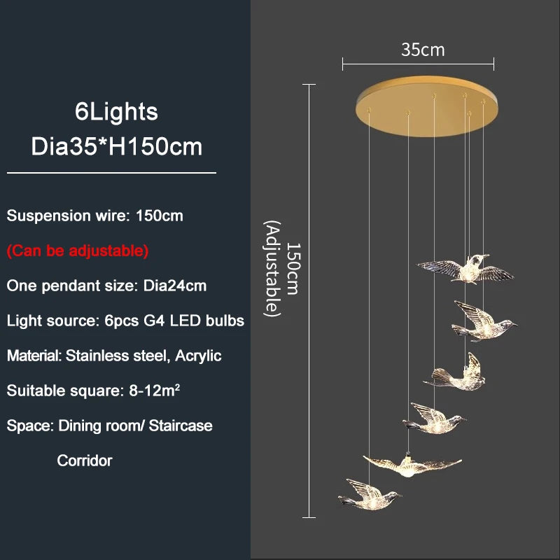 Bird Design LED Chandelier