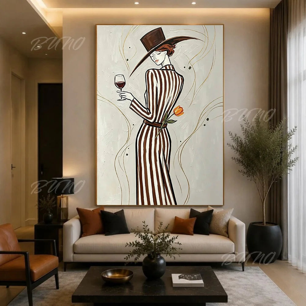 Wine Lady Tulip Painting