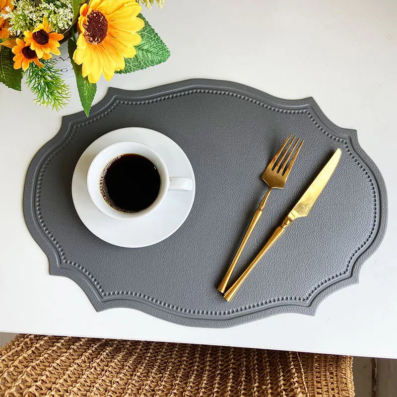 Red Oval Leather Placemats