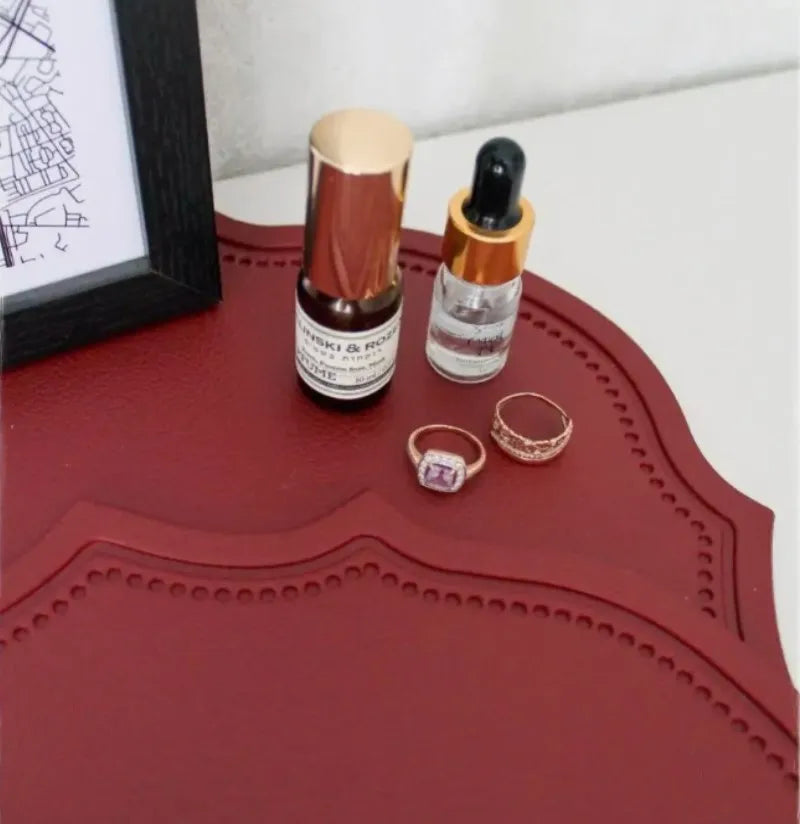 Red Oval Leather Placemats
