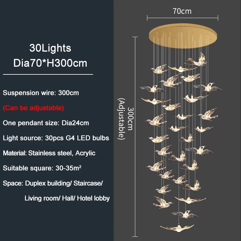 Bird Design LED Chandelier