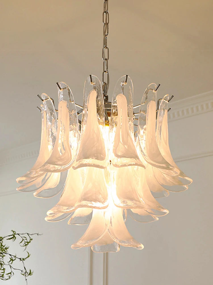 White Petal Glass Chandelier