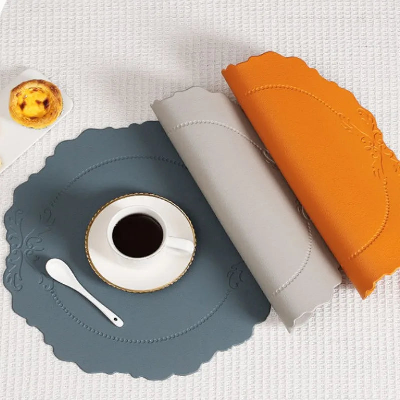 Cream Flower Round Placemats