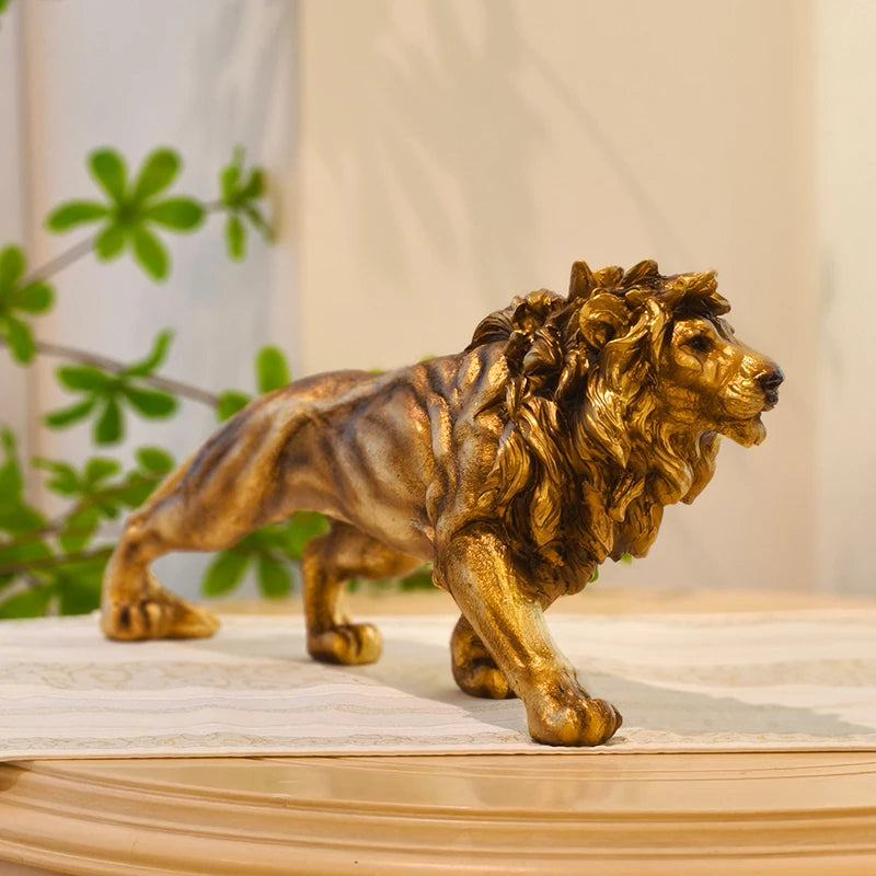 Golden Lion Statue Resin Animal