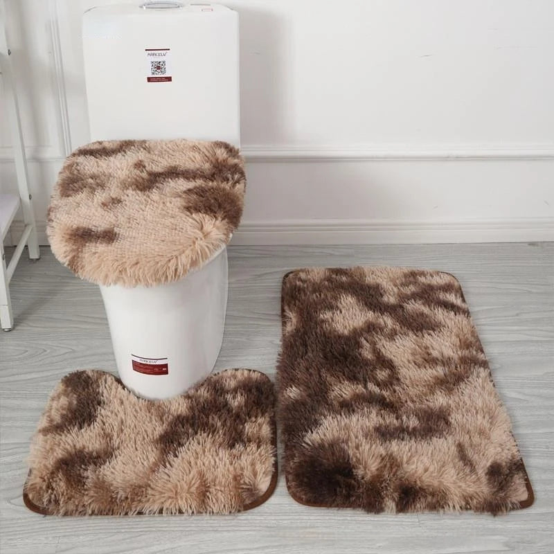 Tie-Dye Shaggy Bath Mat Set