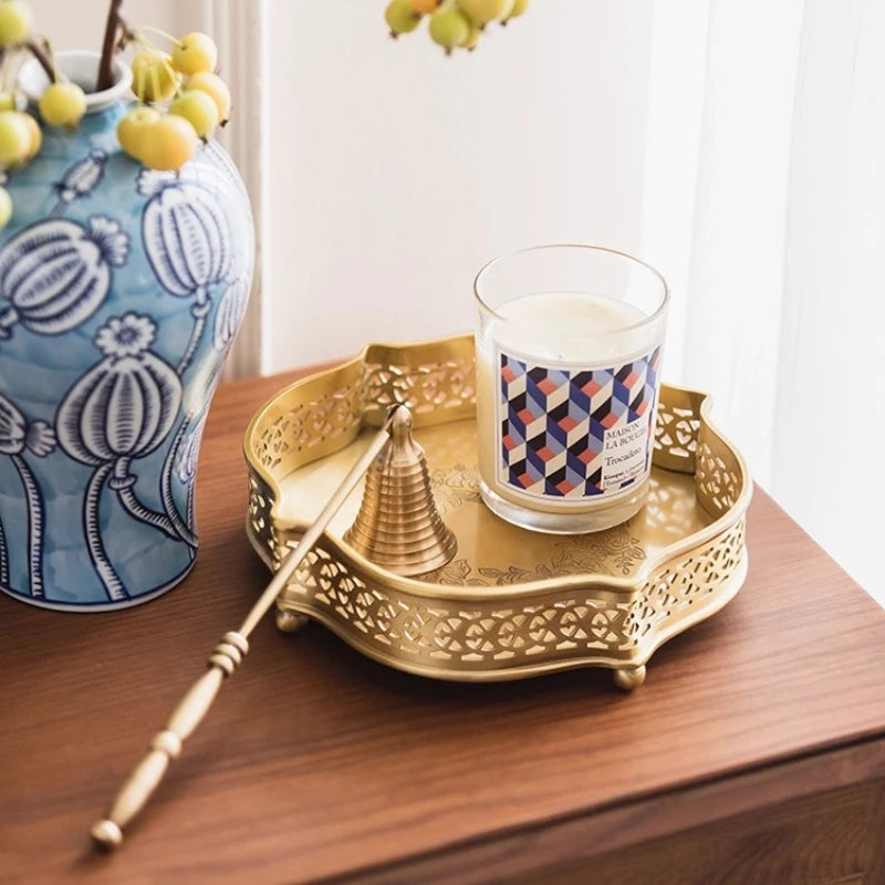 European Brass Tea Table Storage