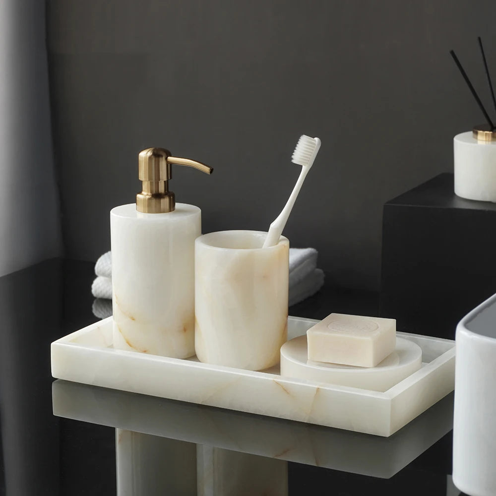 White Onyx Marble Bath Trio