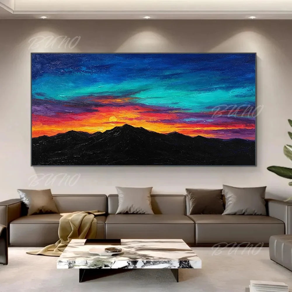 Sea Sunset Impasto Painting