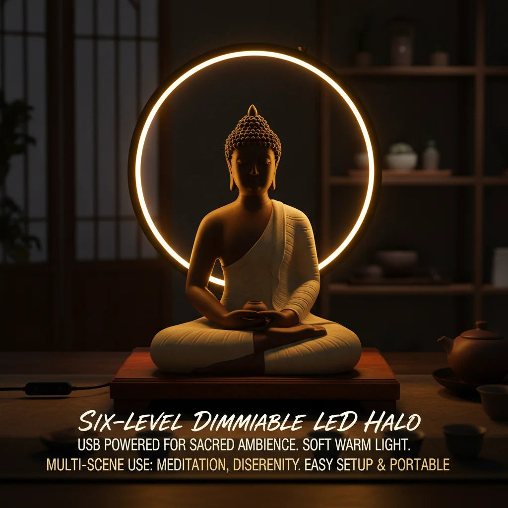 LED Halo Buddha Statue