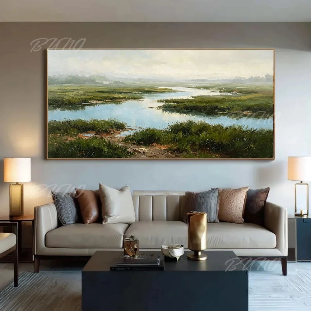 Green Wetland River Art