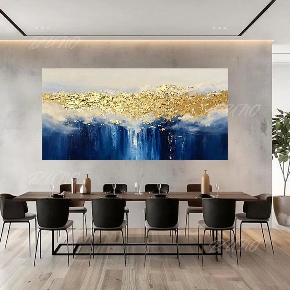 Blue Gold Foil Painting