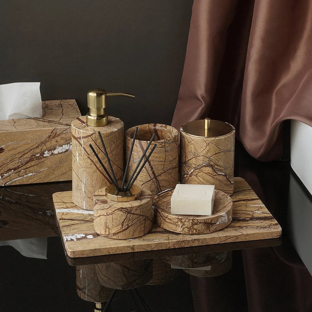 Rainforest Brown Marble Bath Set