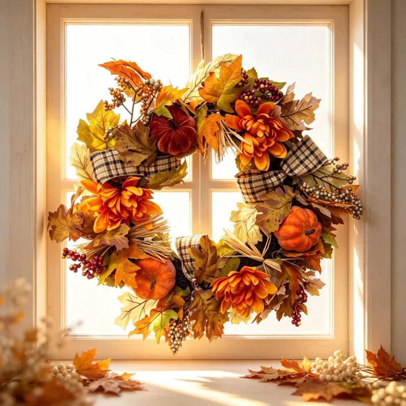 Autumn Pumpkin Peony Wreath
