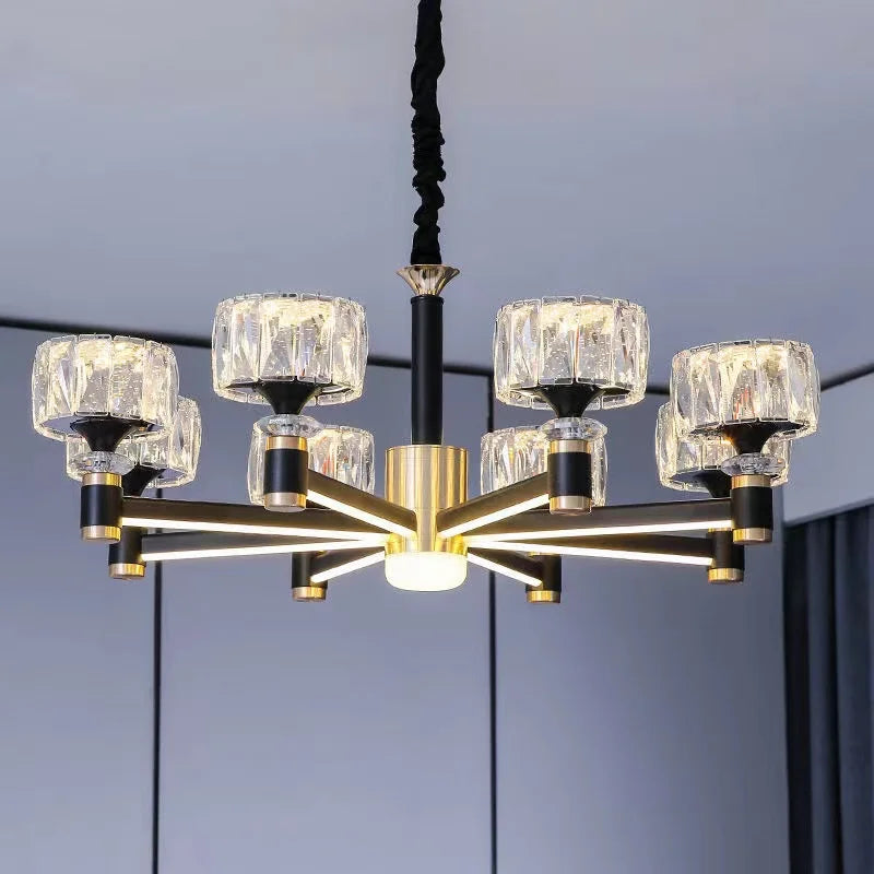 Gold and Black Crystal Chandelier