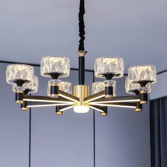 Gold and Black Crystal Chandelier