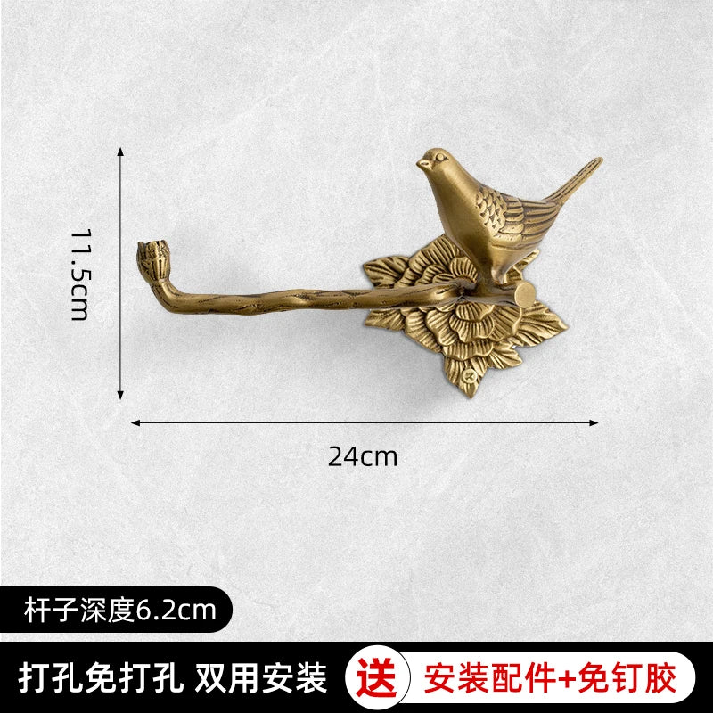 Retro Brass Bird Towel Ring