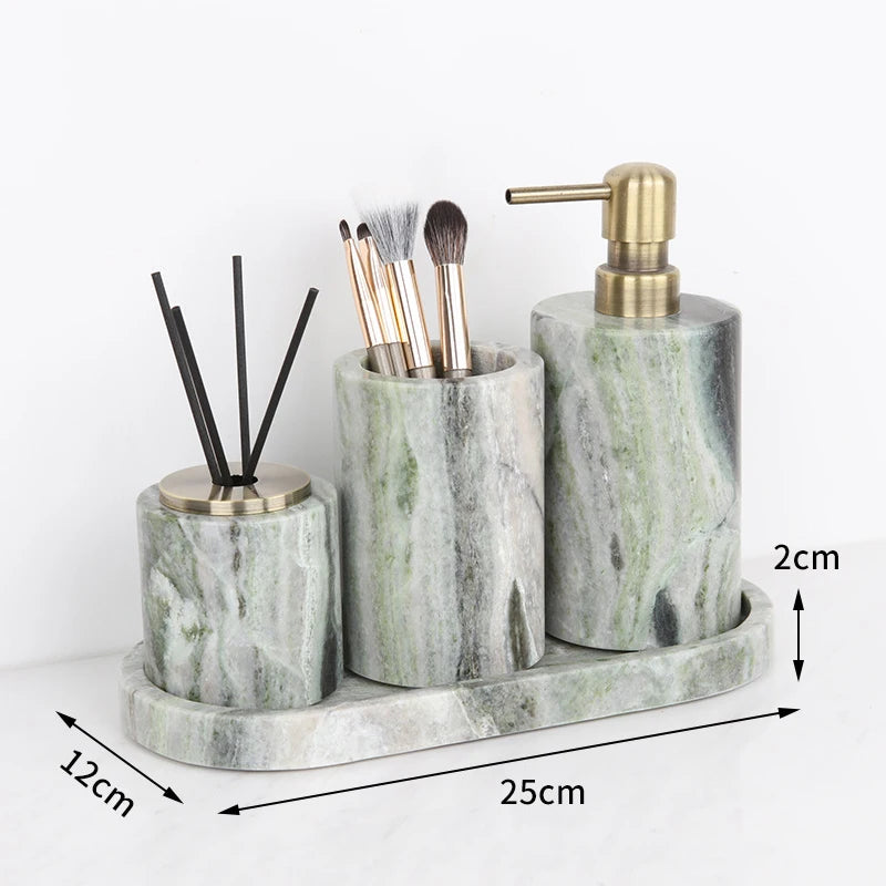 Emerald Green Natural Marble Bathroom Set