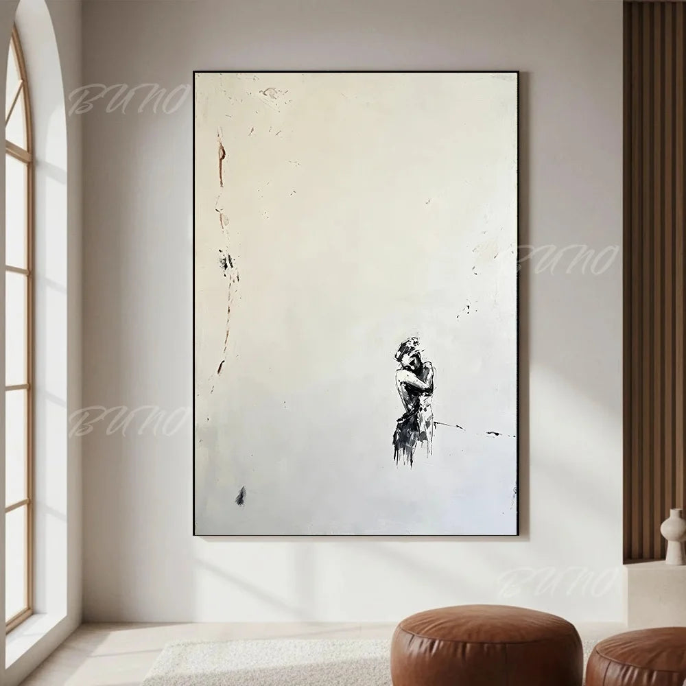 Black White Lovers Painting
