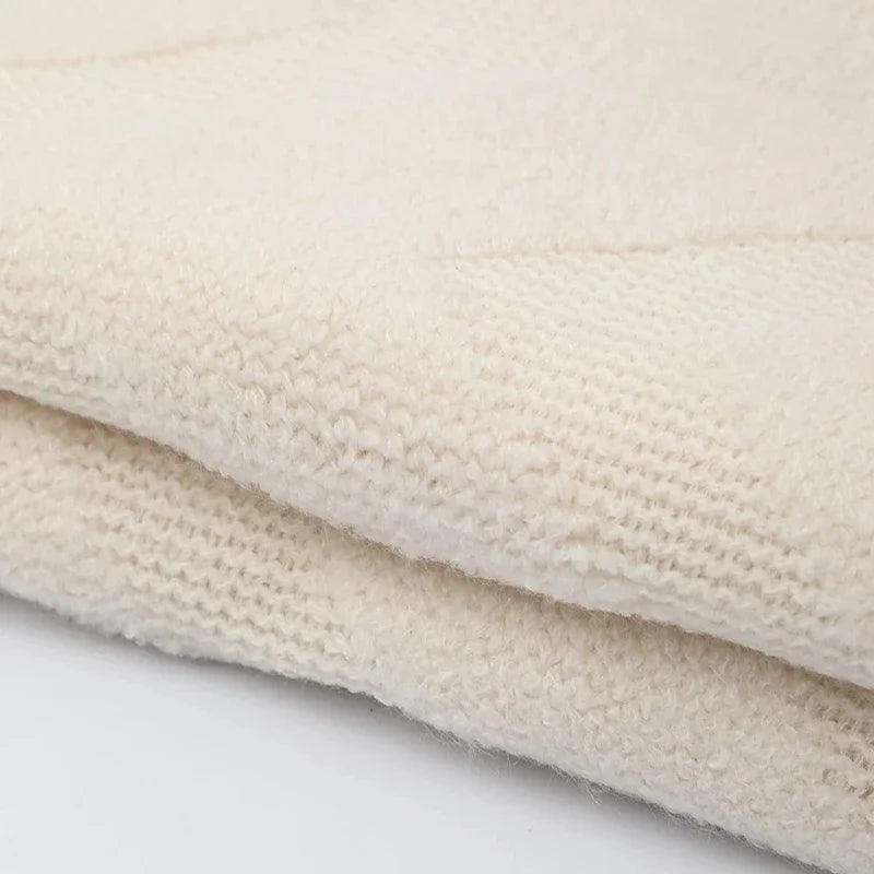 Cream Knitted Throw Blanket
