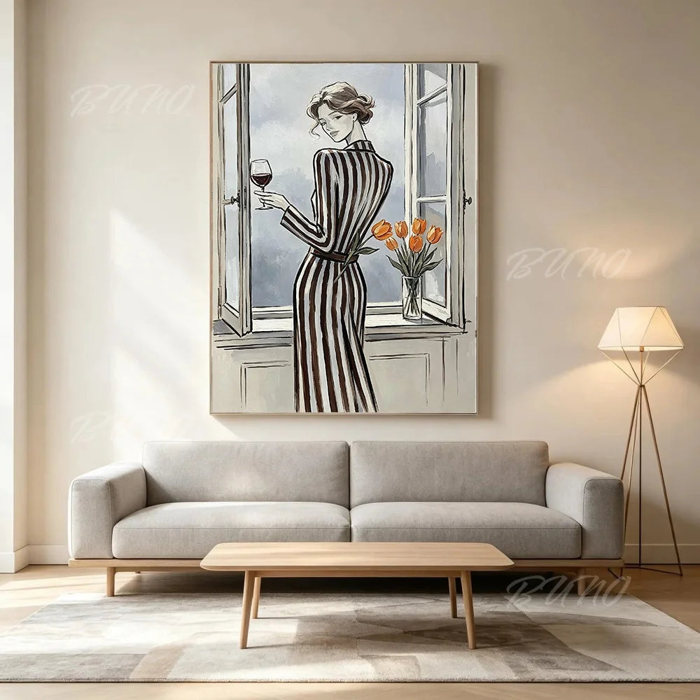 Wine Lady Tulip Painting
