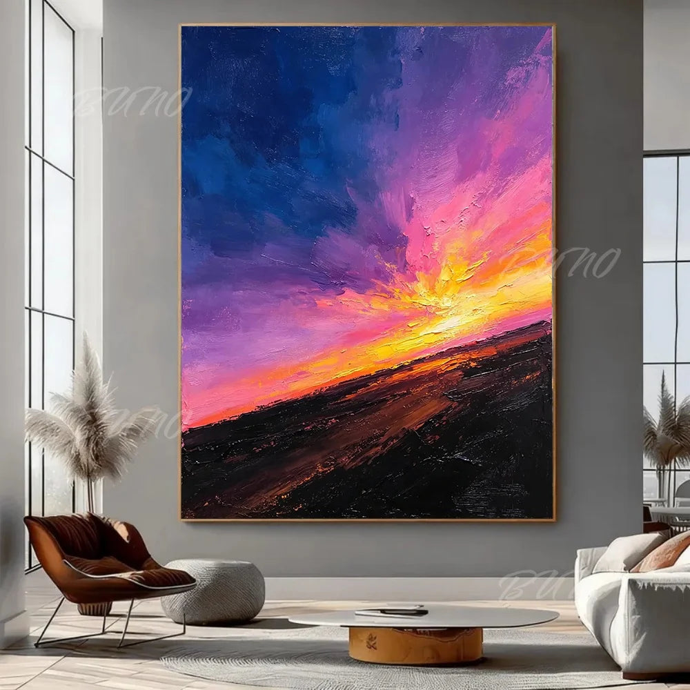 Impasto Sunset Seascape Painting