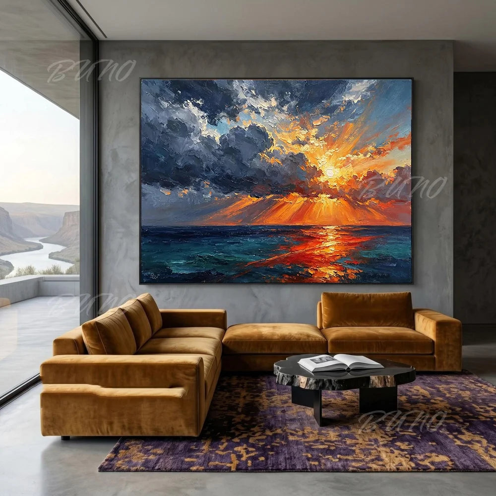 Gold Textured Seascape Art
