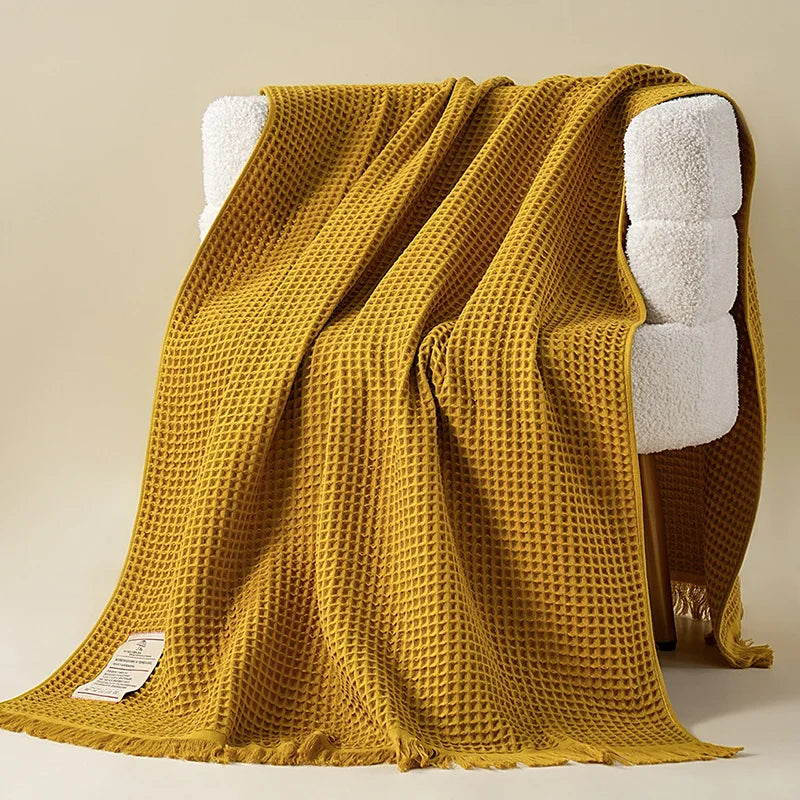 Green Waffle Bath Towel