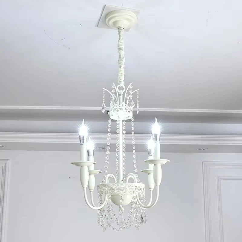 Modern 6-Light Crystal Chandelier White