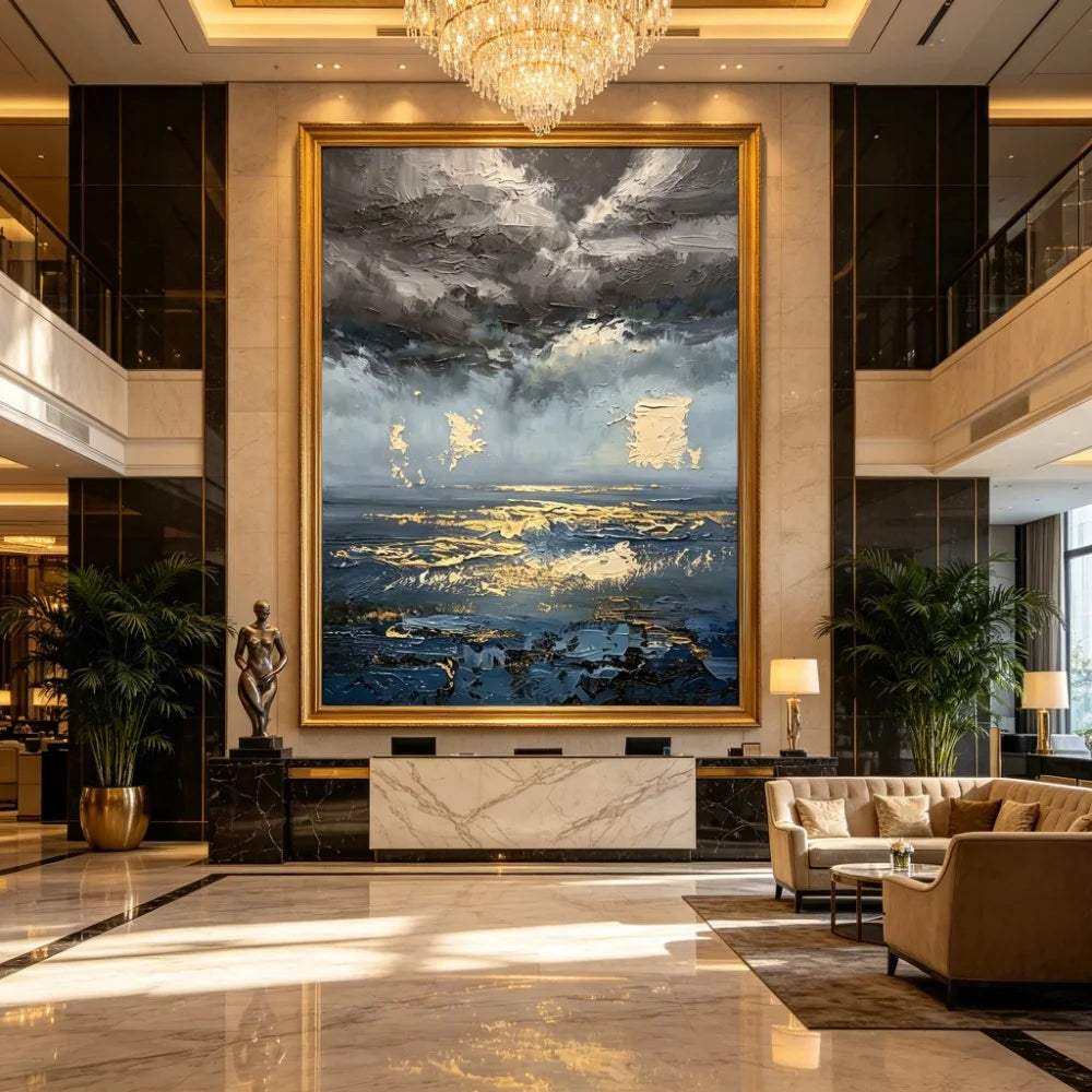Gold Foil Ocean Wave Painting