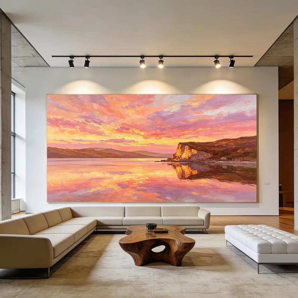Pastel Sunset Lake Painting
